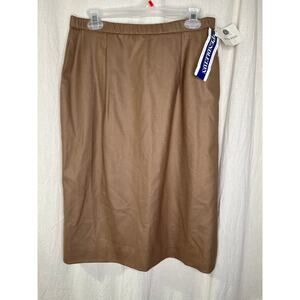 NWT 1990s Pendleton Tan Wool Minimalist Academic Old Money Twee Midi Skirt 14 XL